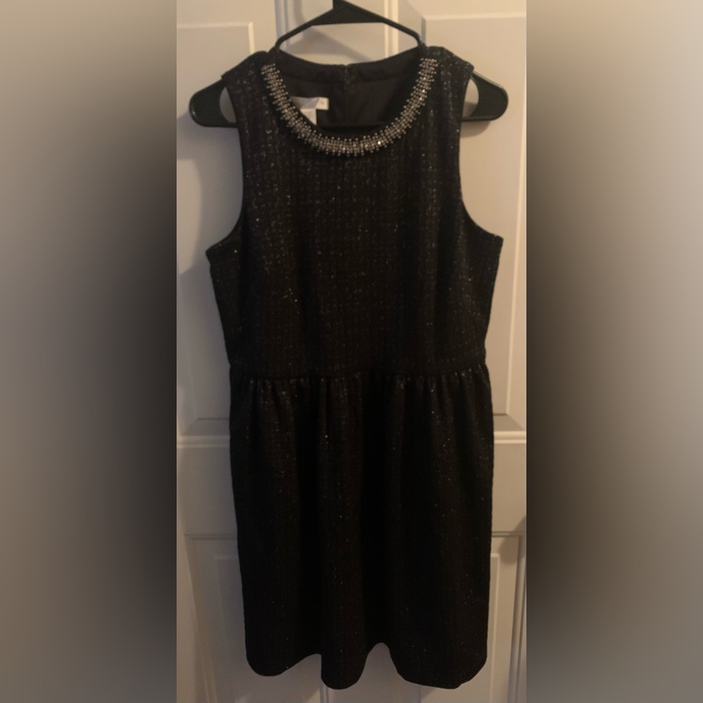 London Times Petite LBD With Beaded Neckline- Size 12P
